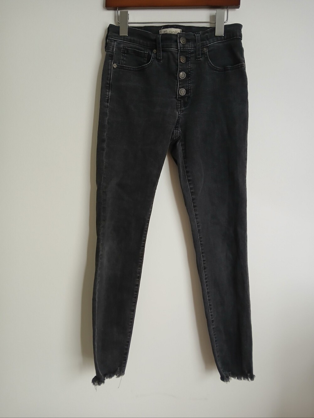 Madewell Jeans Midrise Skinny Black Button Size 28
